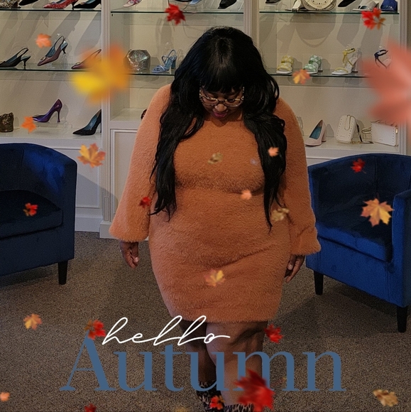 FASHION NOVA plus size sweater dress 1X fall fashion orange rust color curvy - Picture 2 of 8